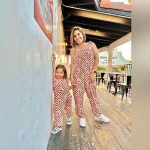 Kira Hawaii Checkered Hibiscus Jumpsuits